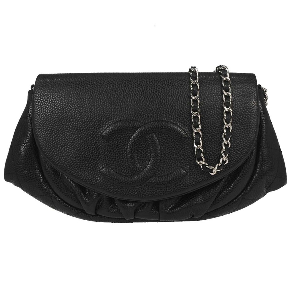 Chanel Half Moon Wallet on Chain Caviar
